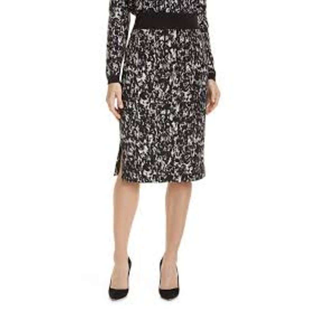 Hugo Boss Black and White Emkara Cotton Blend Pencil Skirt, Size XS, NWT